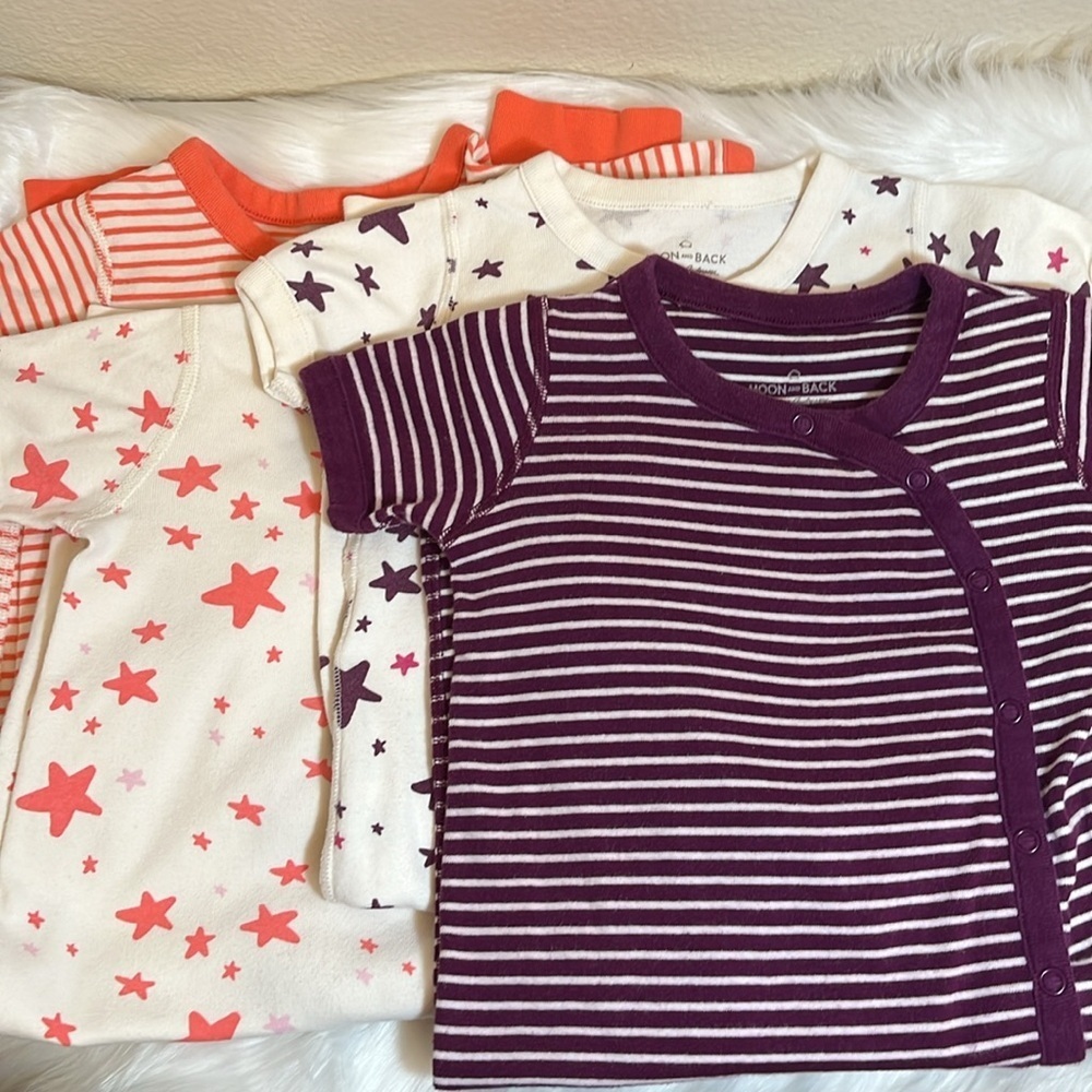 Bundle of 4 Moon and Back Hanna Andersson Romper One Piece Pajama